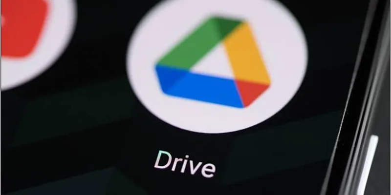 Het Google Drive-logo op een beeldscherm